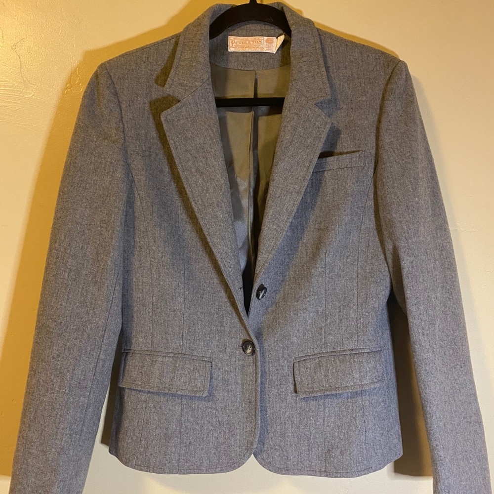 Pendleton Grey 100% Virgin Wool Blazer Jacket